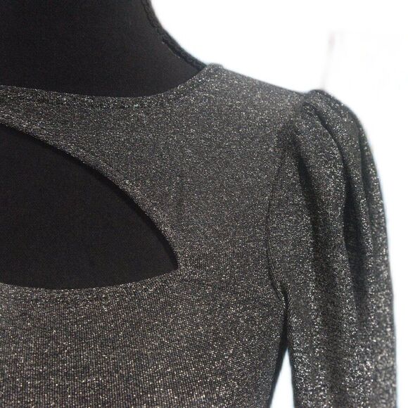 n:philanthropy Delia Metallic Cut Out Top in Black and Silver Size XS New - Picture 4 of 7